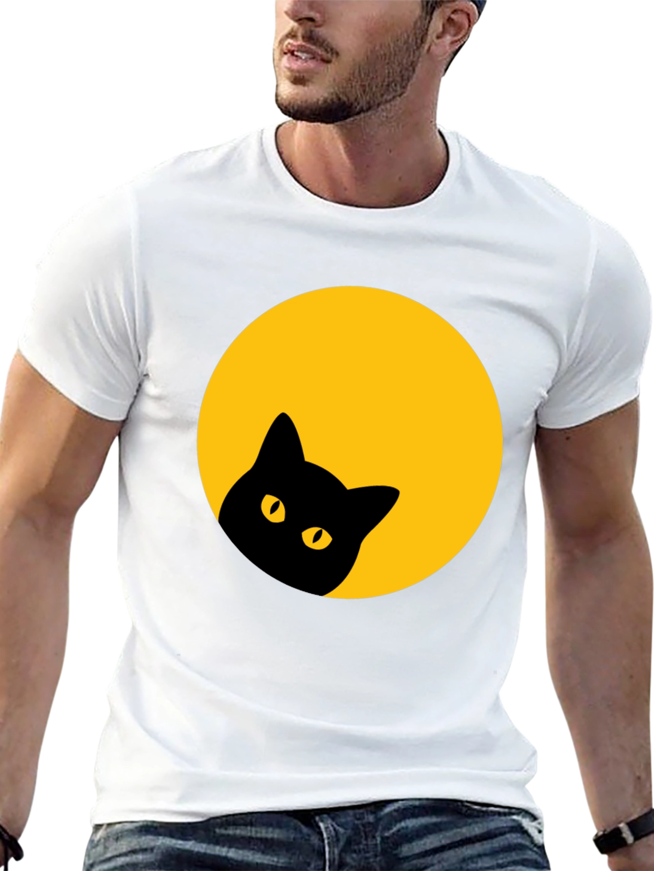 Black Cat Peek-a-Boo T-Shirt - Moon Design