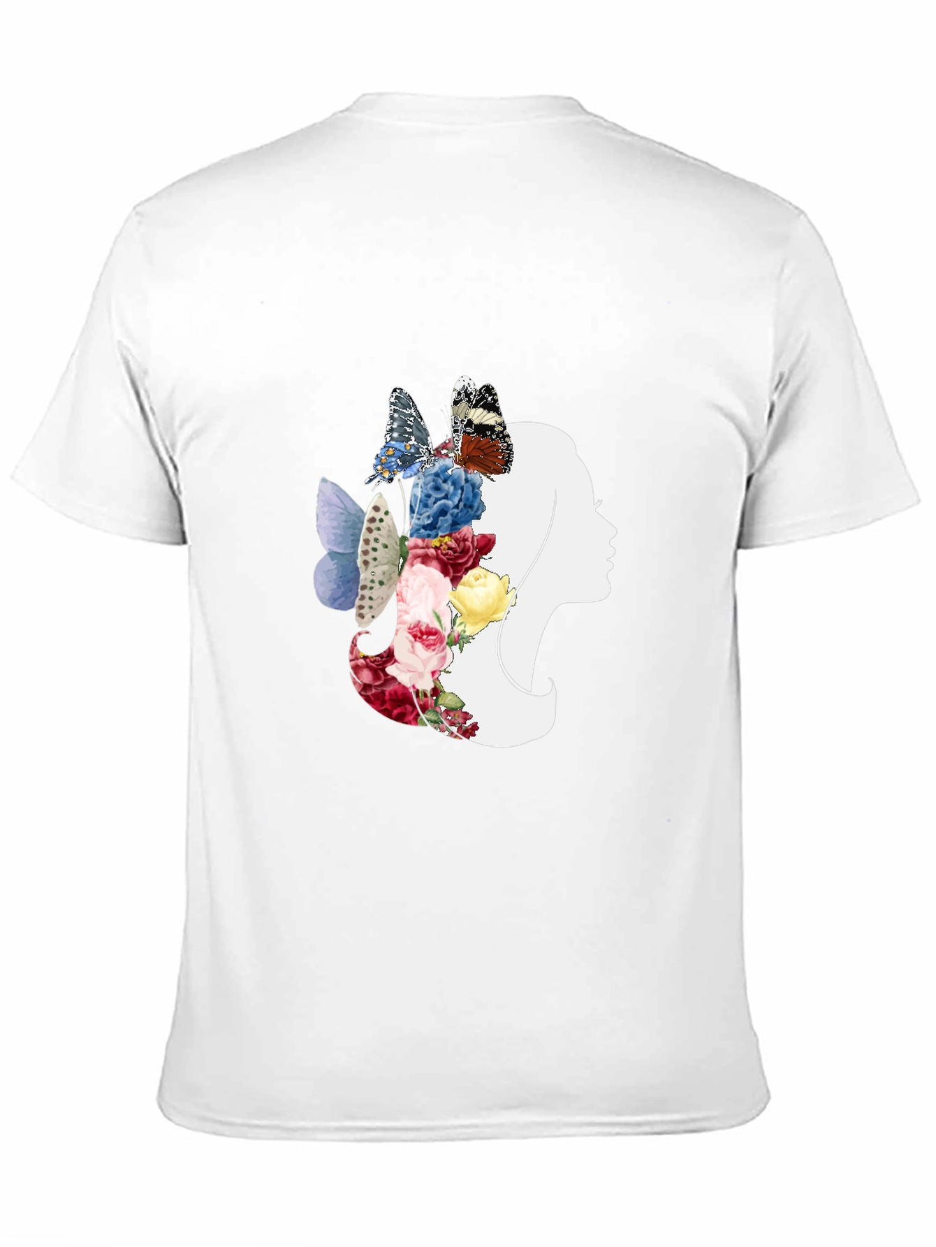 Floral Butterfly Woman Silhouette Graphic Tee