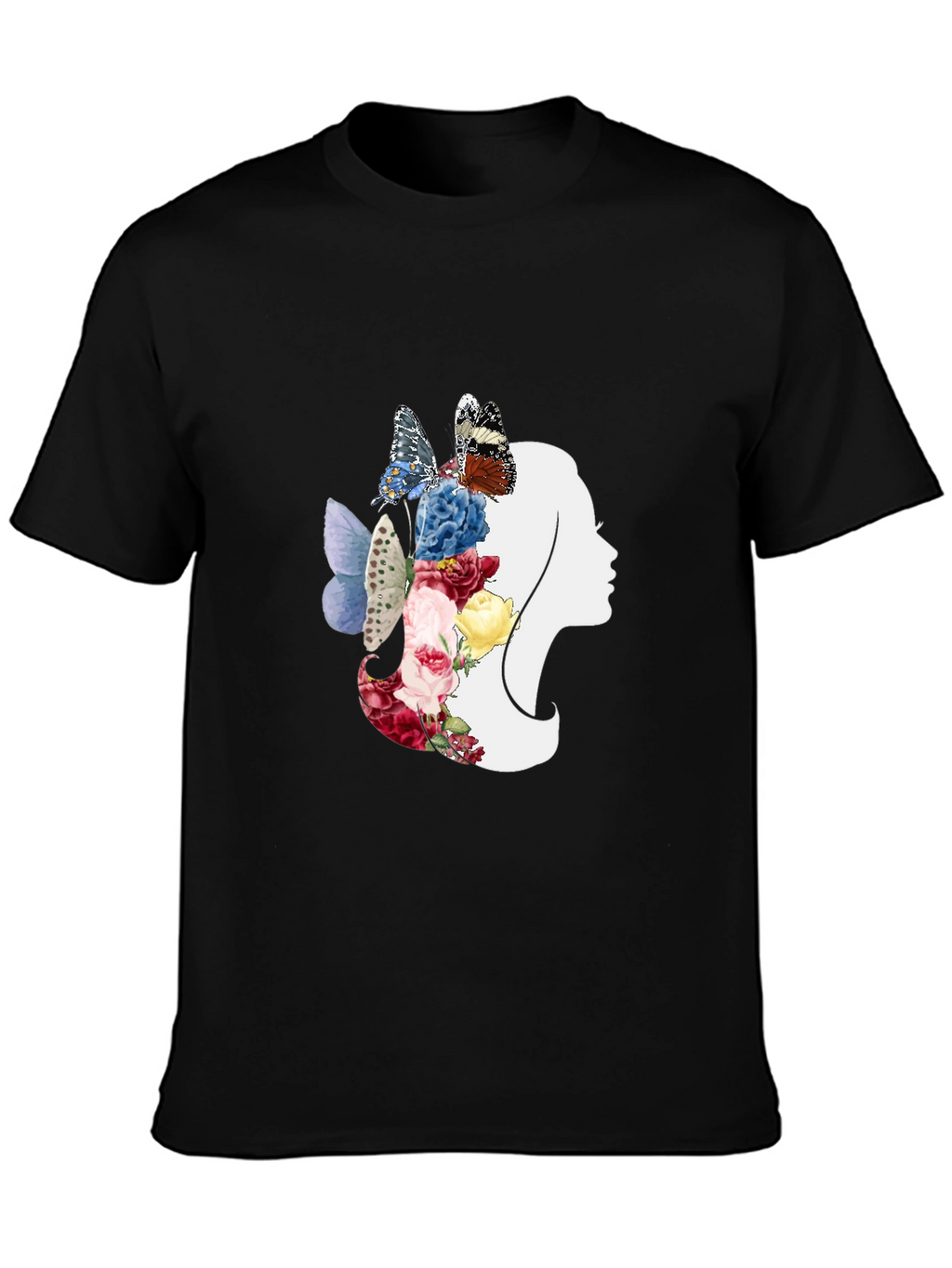 Floral Butterfly Woman Silhouette Graphic Tee