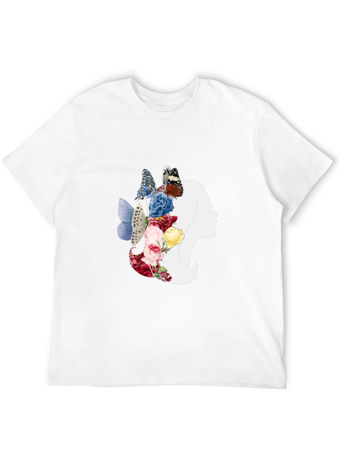 Floral Butterfly Woman Silhouette Graphic Tee