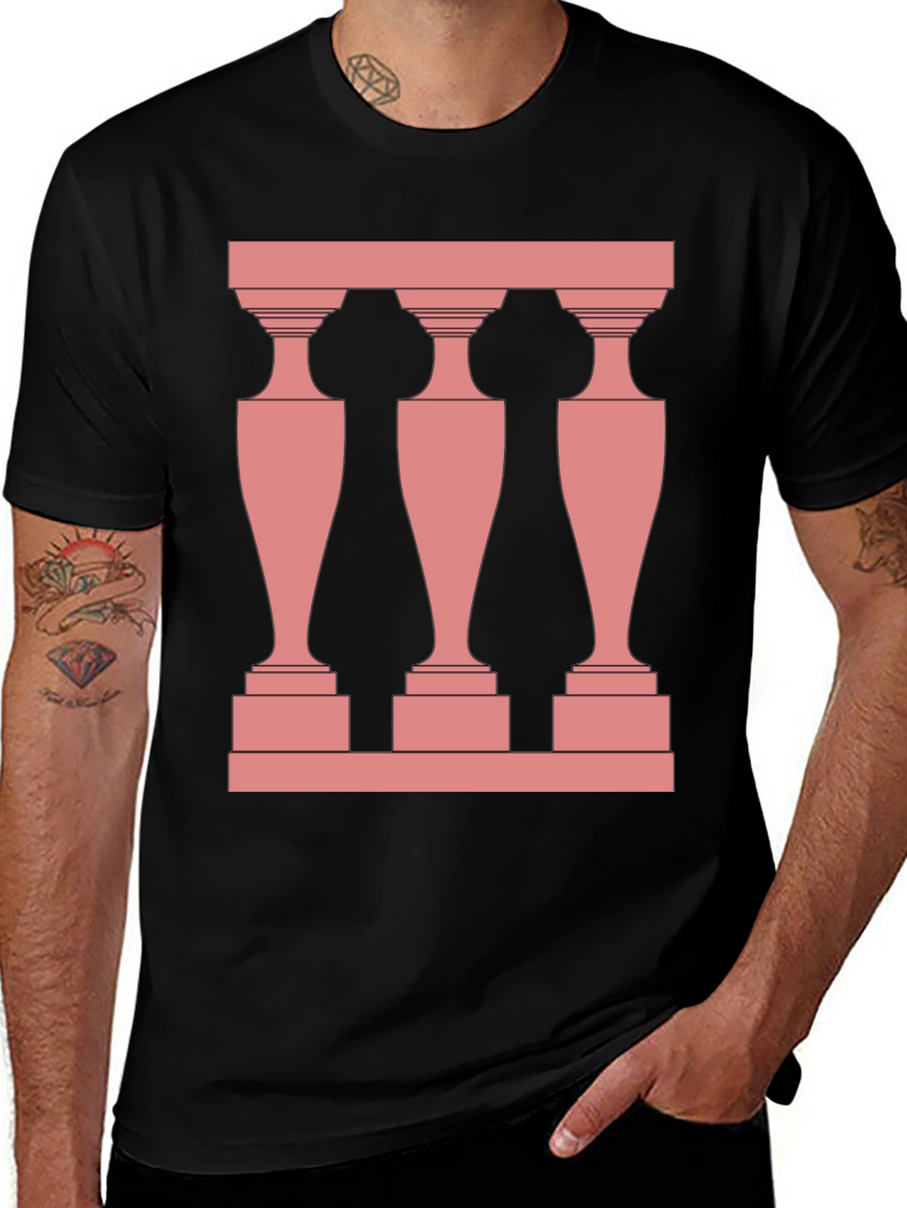 Modern Balustrade Black T-Shirt
