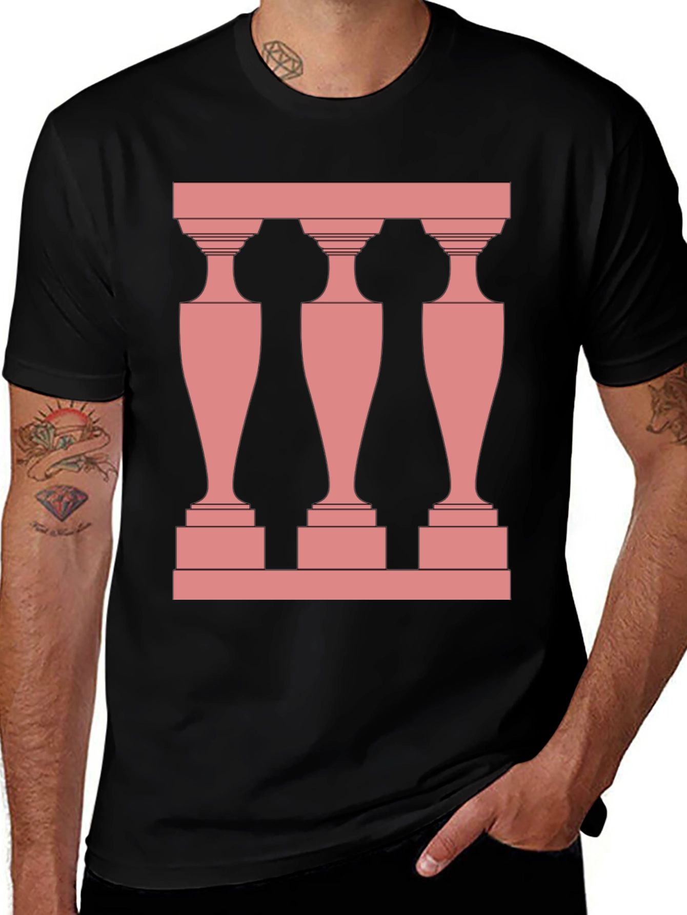 Modern Balustrade Black T-Shirt