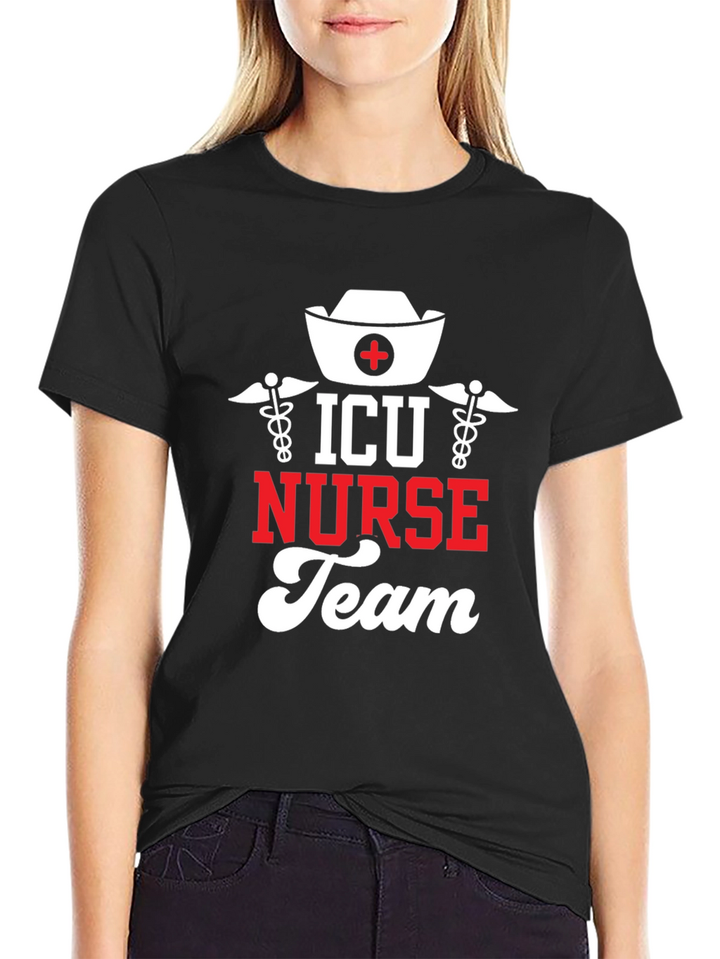 ICU Nurse Team Black Graphic Tee