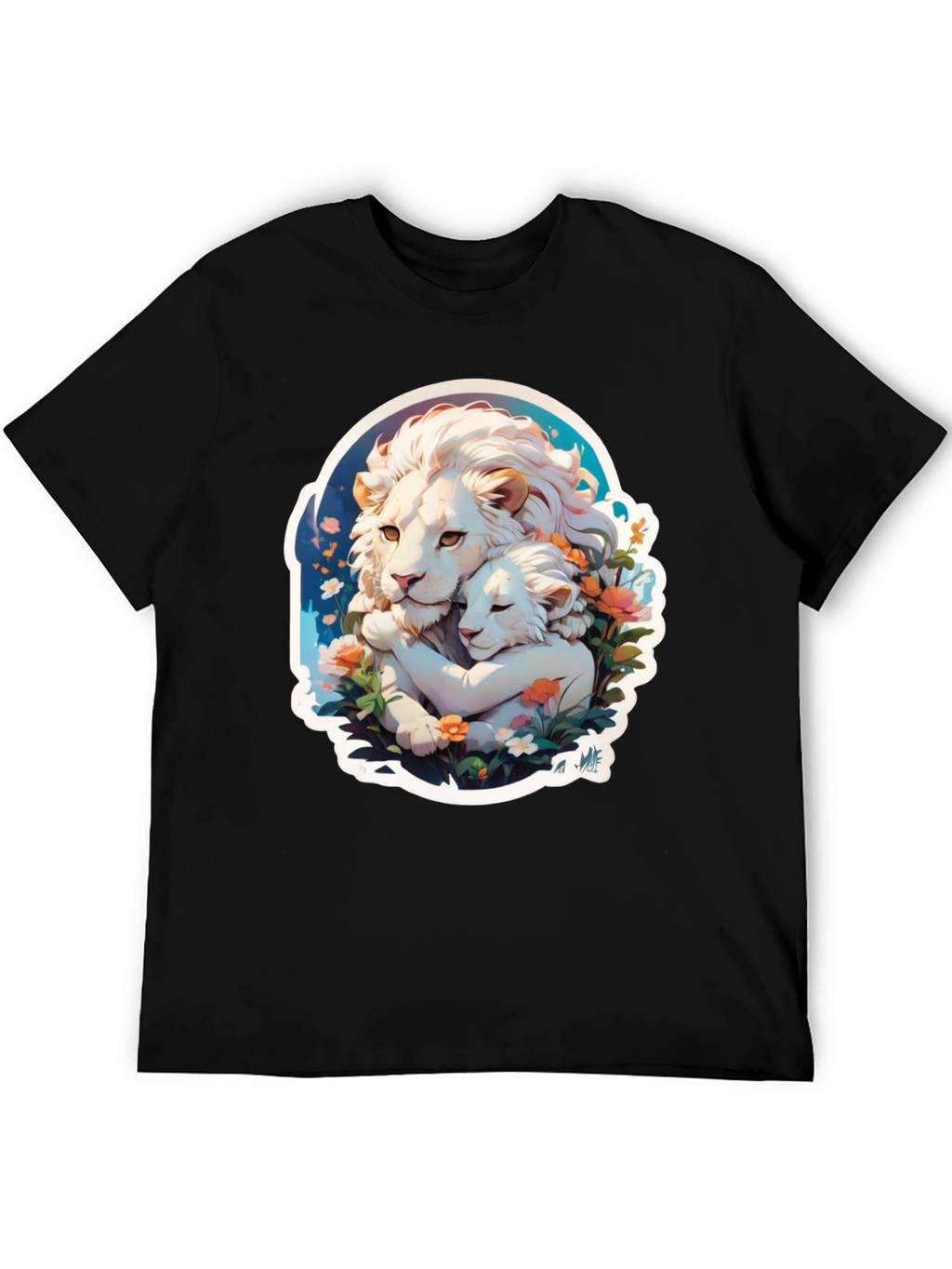 Lion Love Graphic T-Shirt - Black Cotton Tee