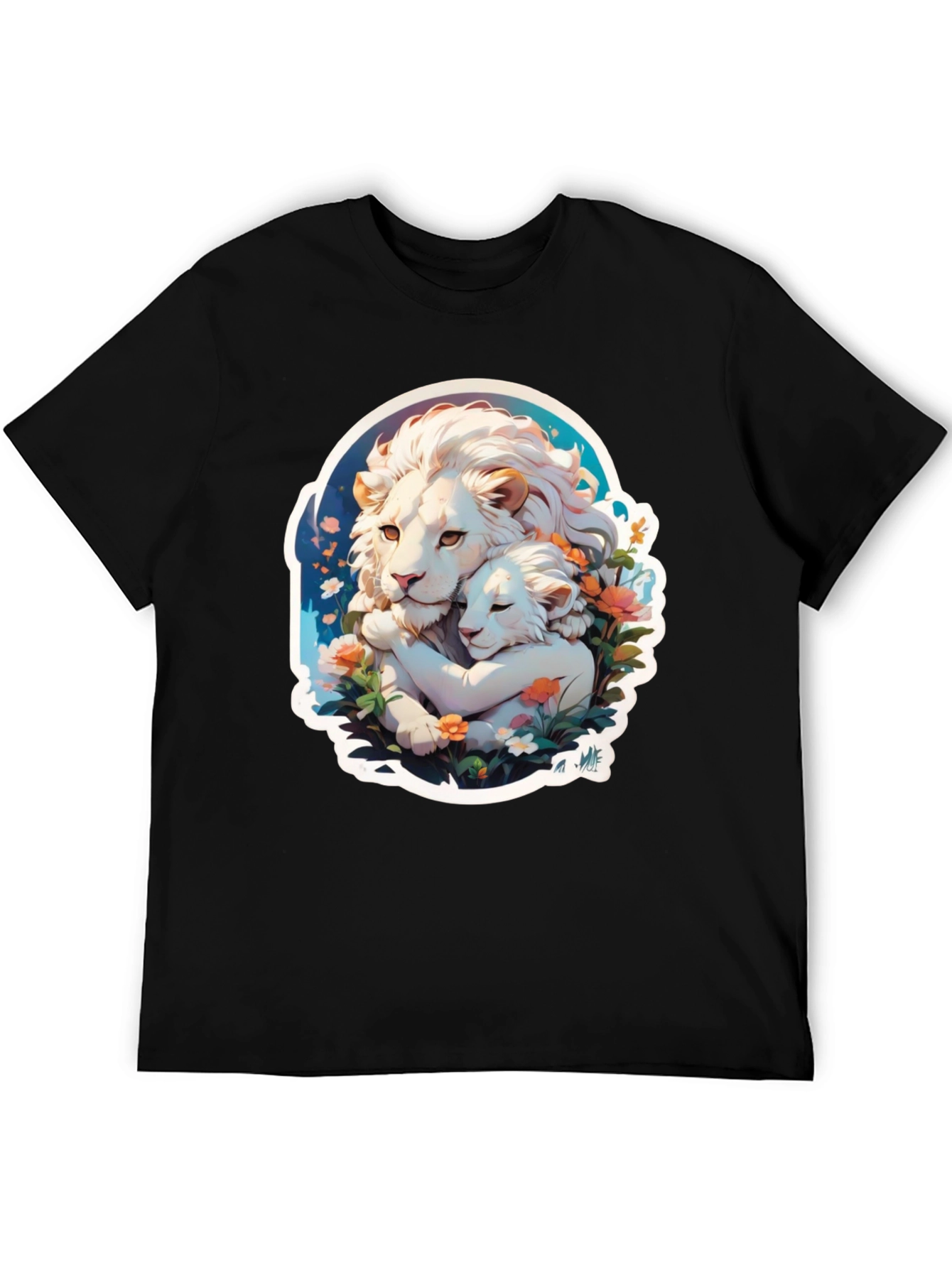 Lion Love Graphic T-Shirt - Black Cotton Tee