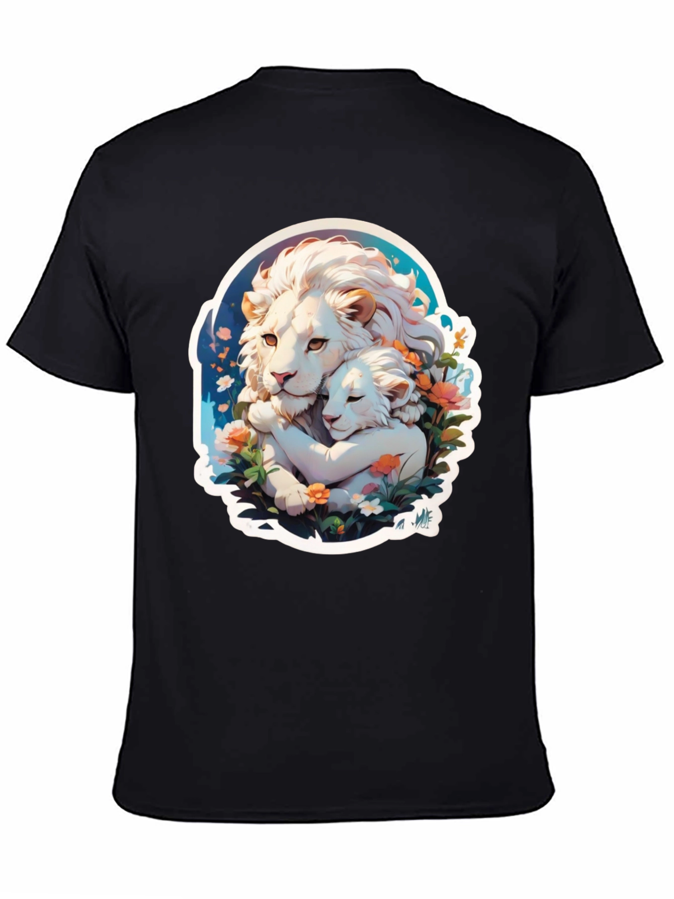 Lion Love Graphic T-Shirt - Black Cotton Tee
