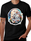 Lion Love Graphic T-Shirt - Black Cotton Tee