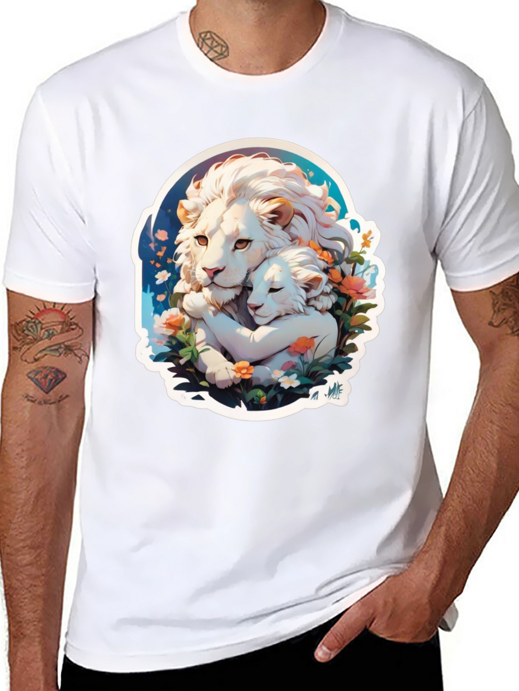 Lion Love Graphic T-Shirt - Black Cotton Tee