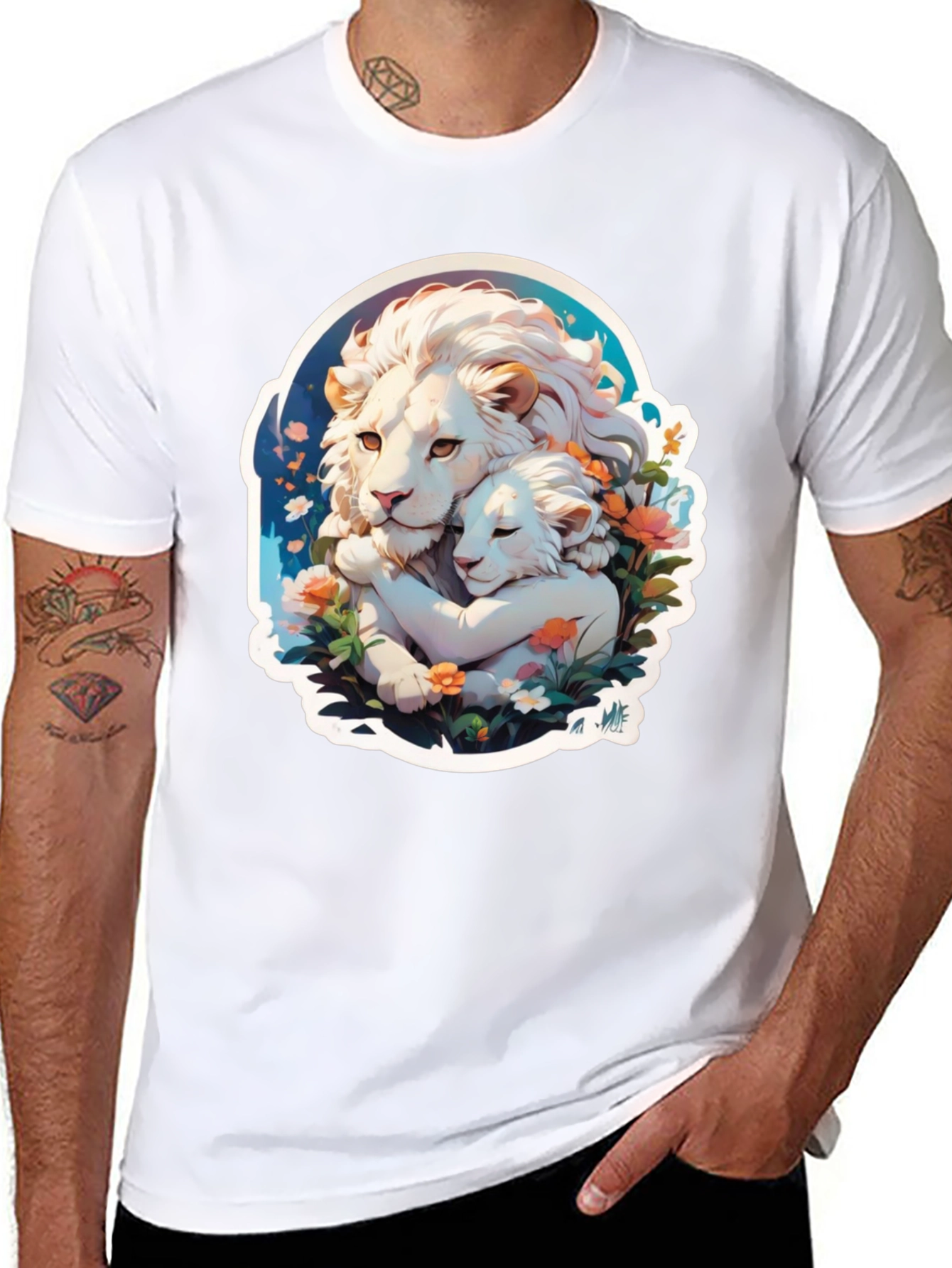 Lion Love Graphic T-Shirt - Black Cotton Tee