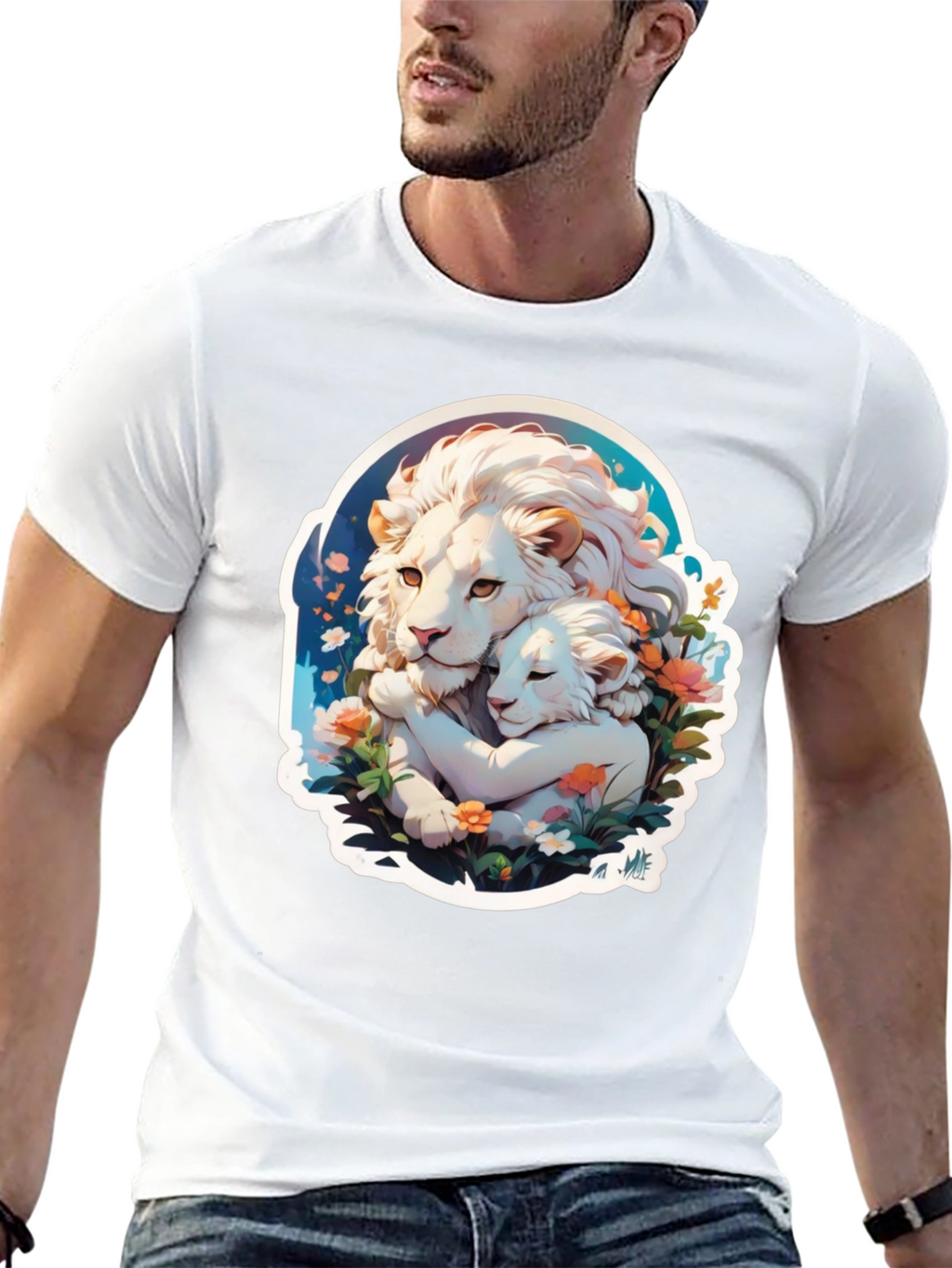 Lion Love Graphic T-Shirt - Black Cotton Tee