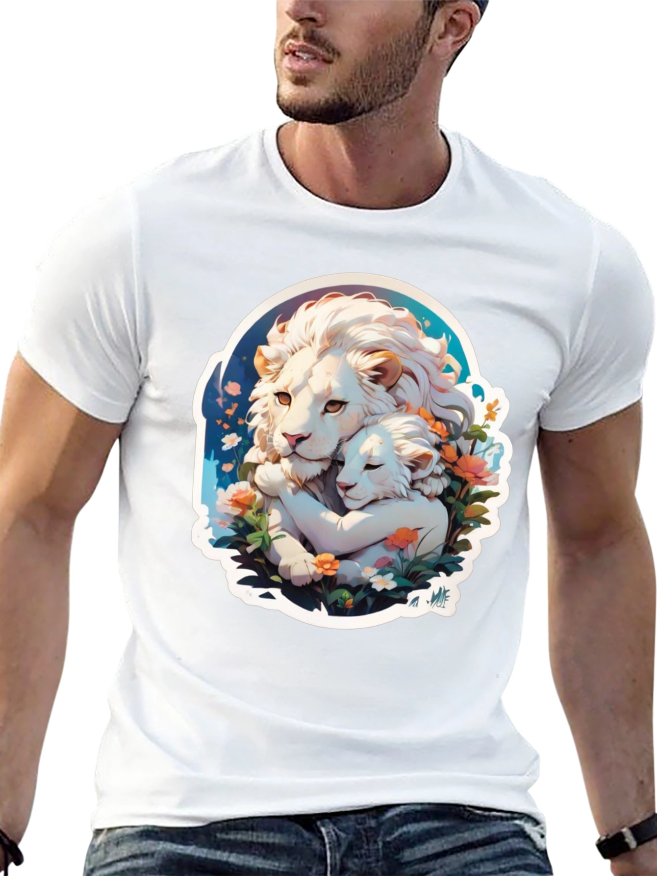Lion Love Graphic T-Shirt - Black Cotton Tee