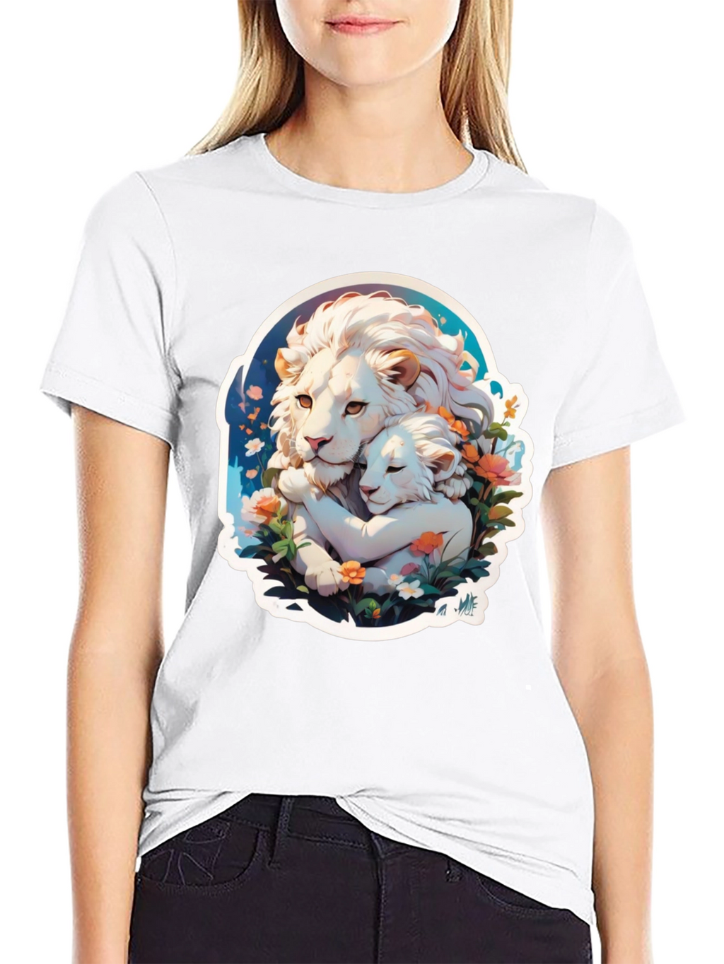 Lion Love Graphic T-Shirt - Black Cotton Tee