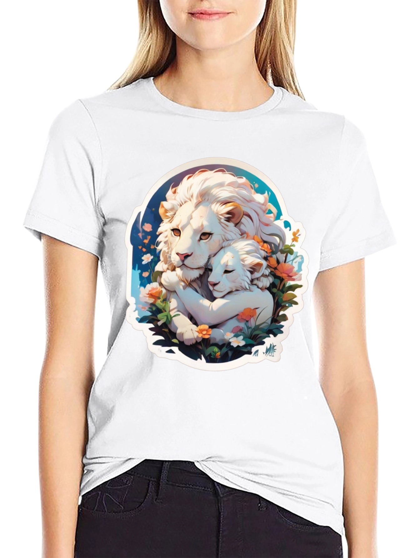 Lion Love Graphic T-Shirt - Black Cotton Tee