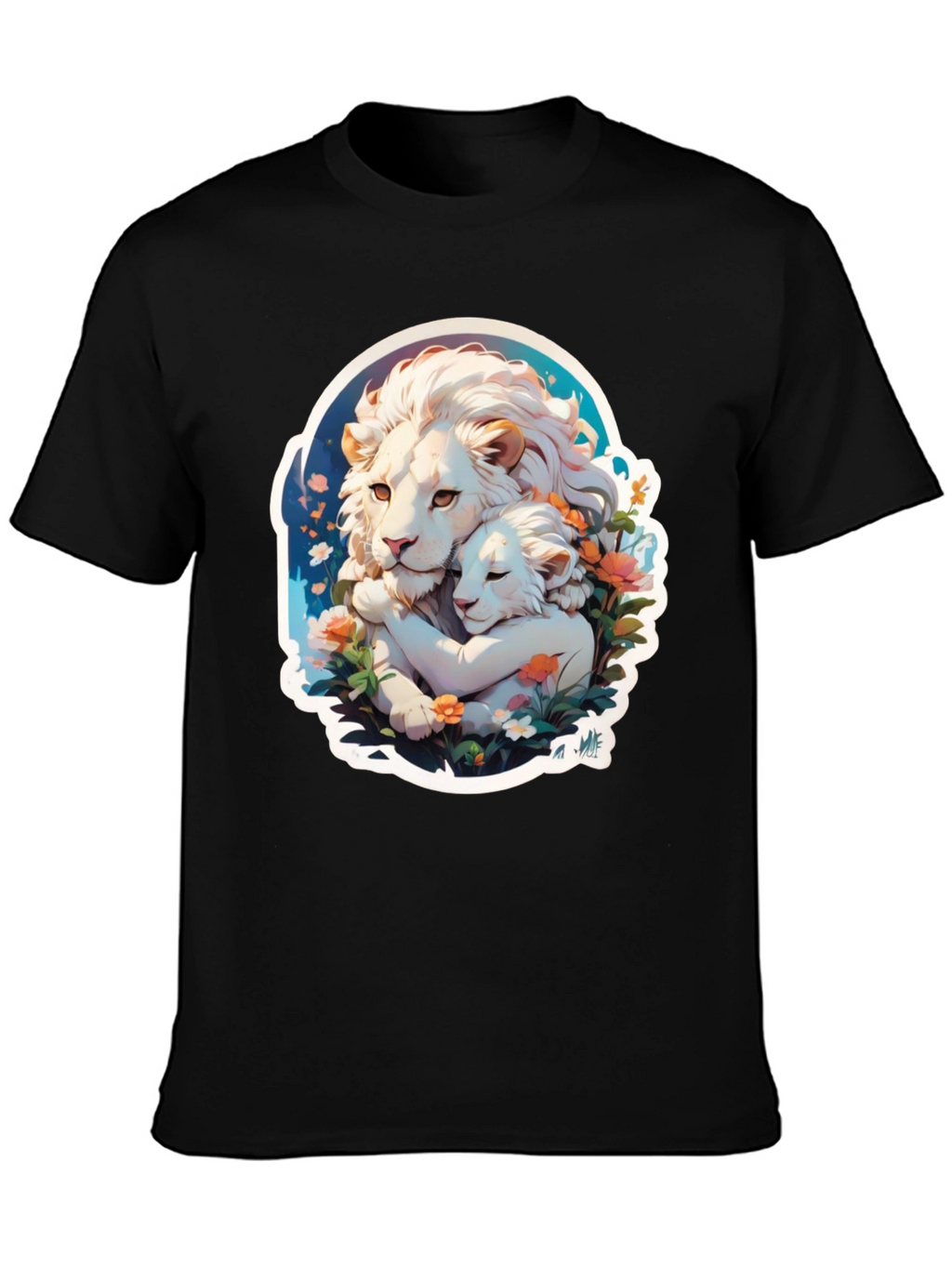 Lion Love Graphic T-Shirt - Black Cotton Tee
