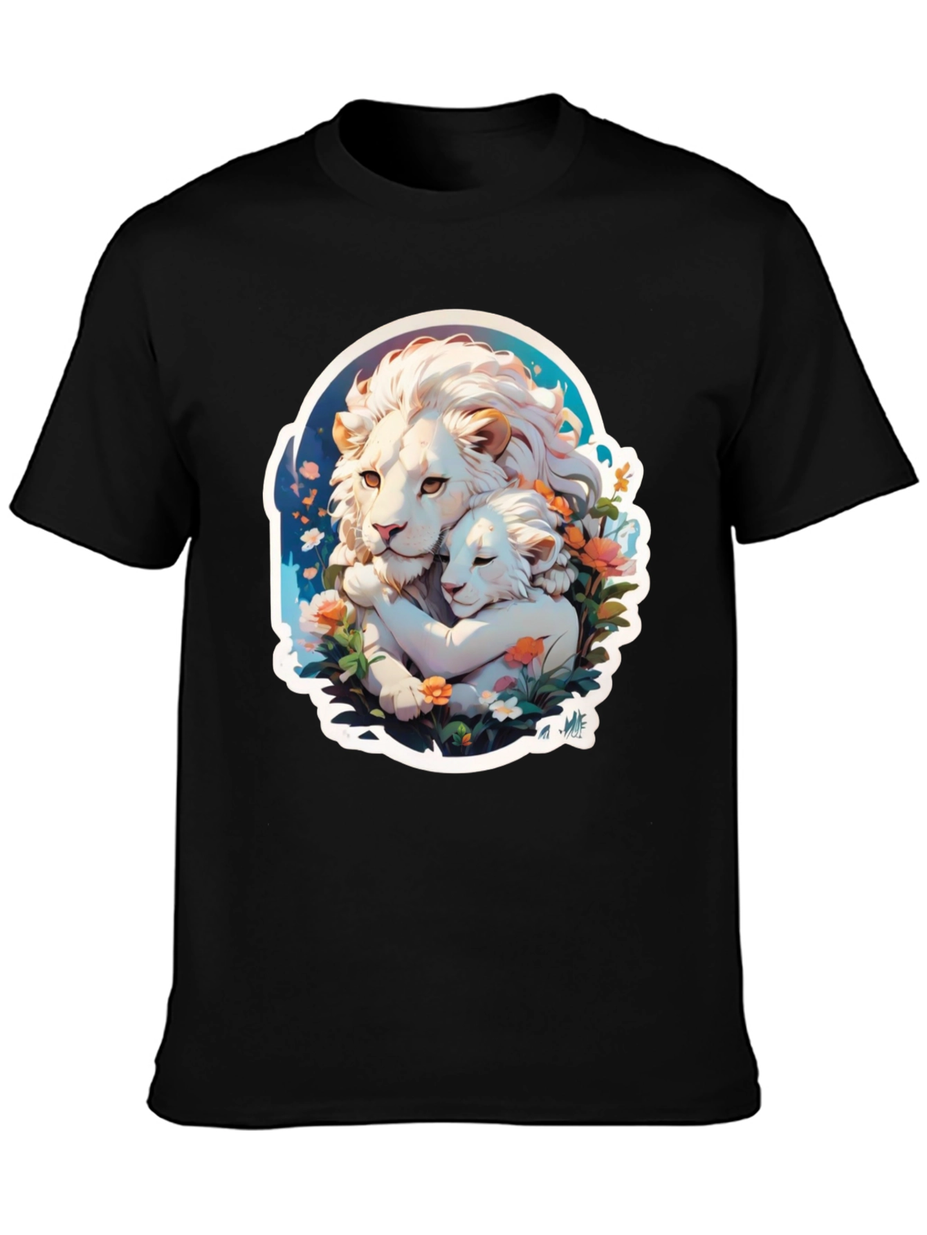 Lion Love Graphic T-Shirt - Black Cotton Tee