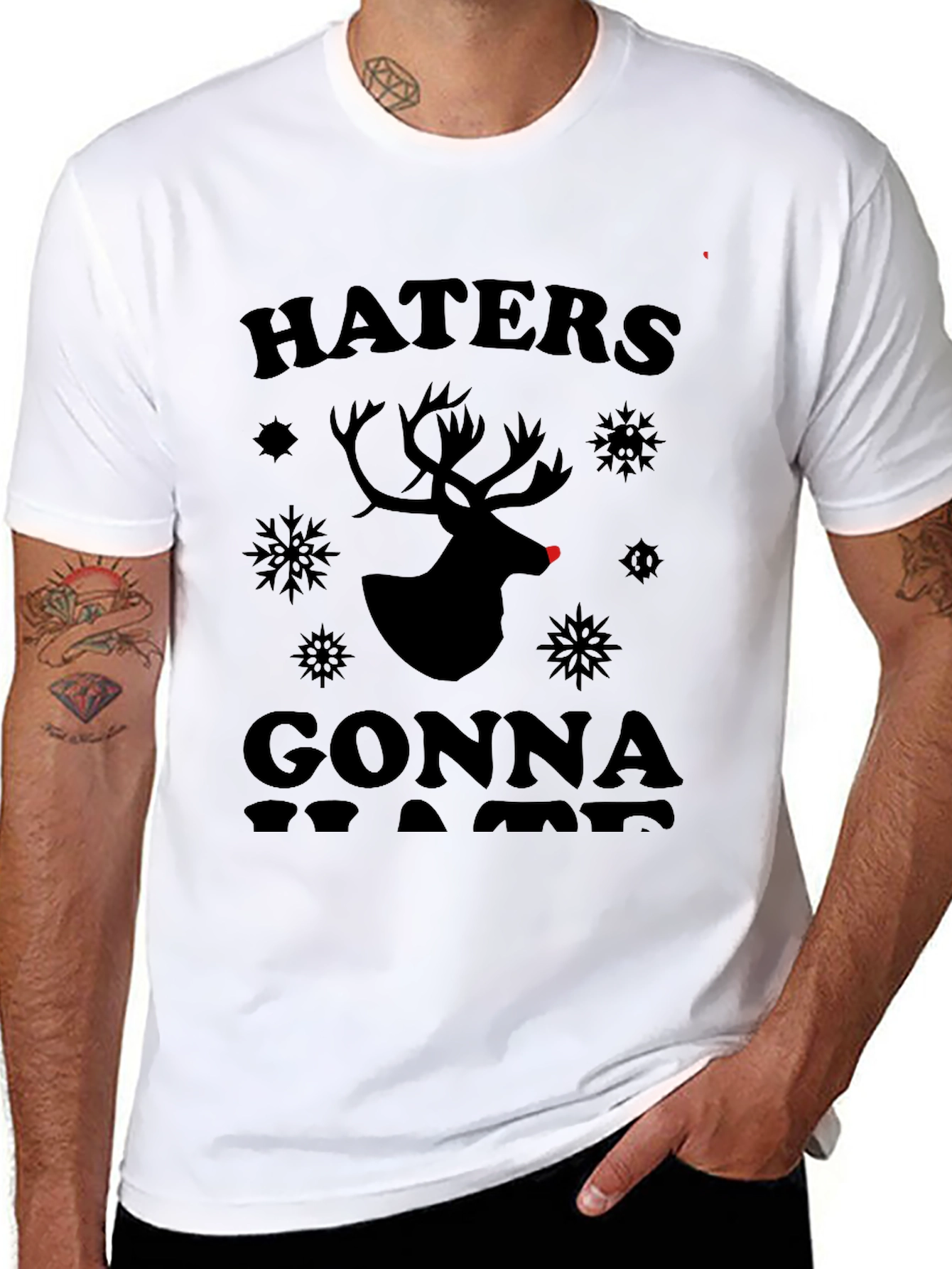 Haters Gonna Hate Christmas Reindeer Graphic Tee