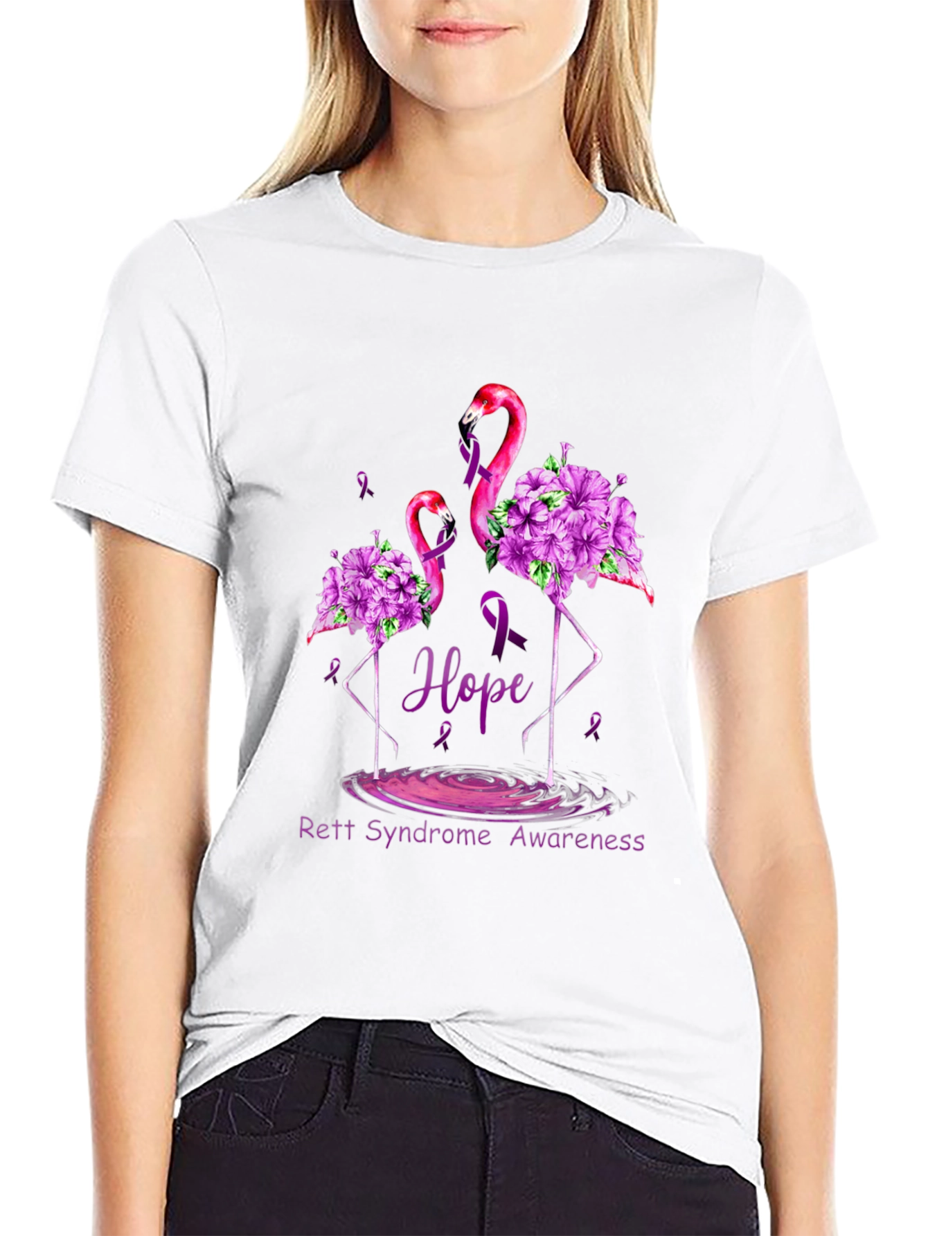 Rett Syndrome Awareness Flamingo Hope T-Shirt