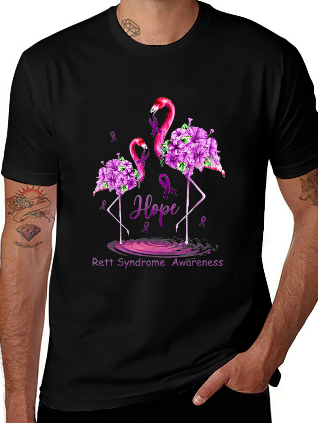 Rett Syndrome Awareness Flamingo Hope T-Shirt