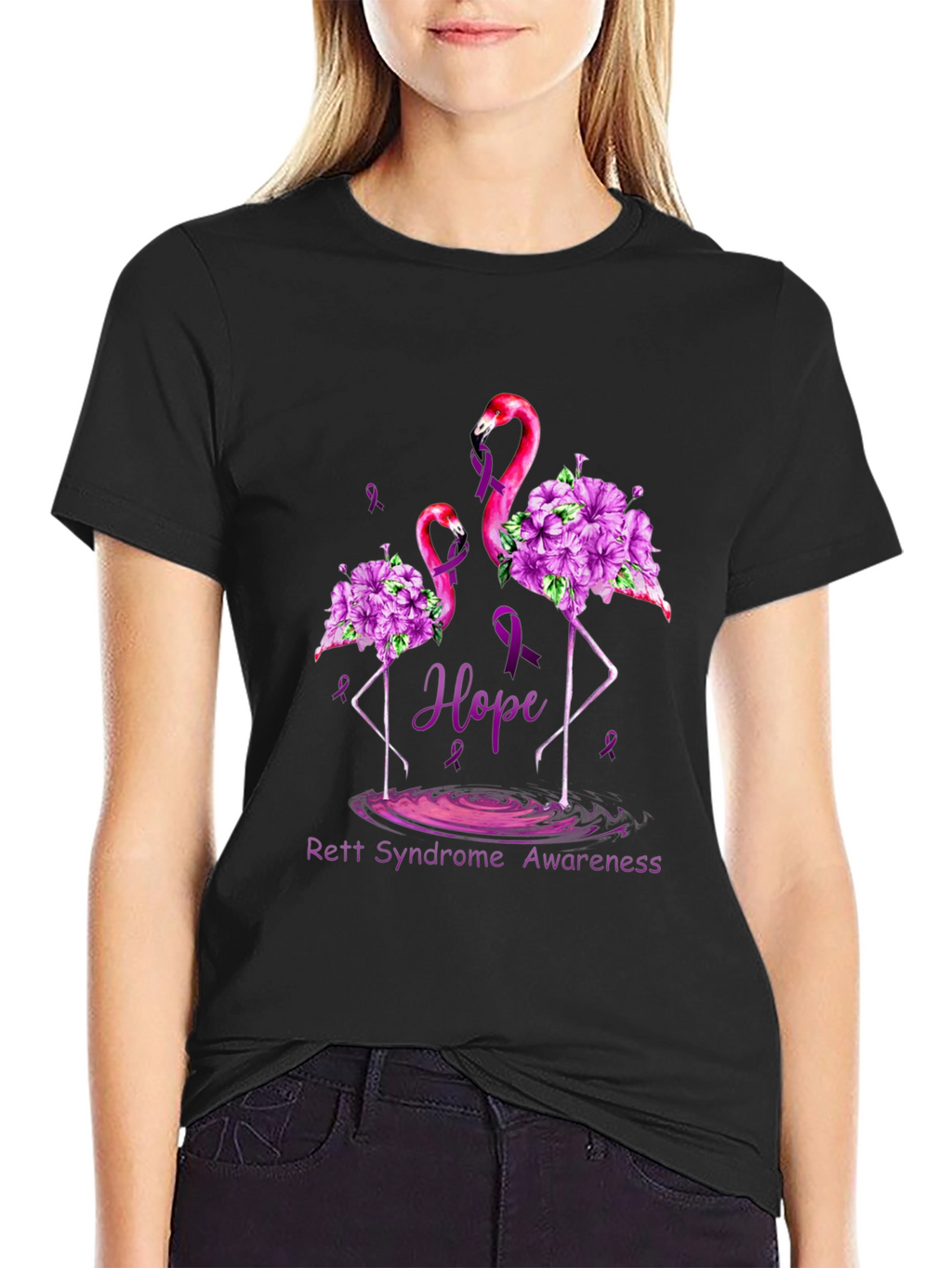 Rett Syndrome Awareness Flamingo Hope T-Shirt