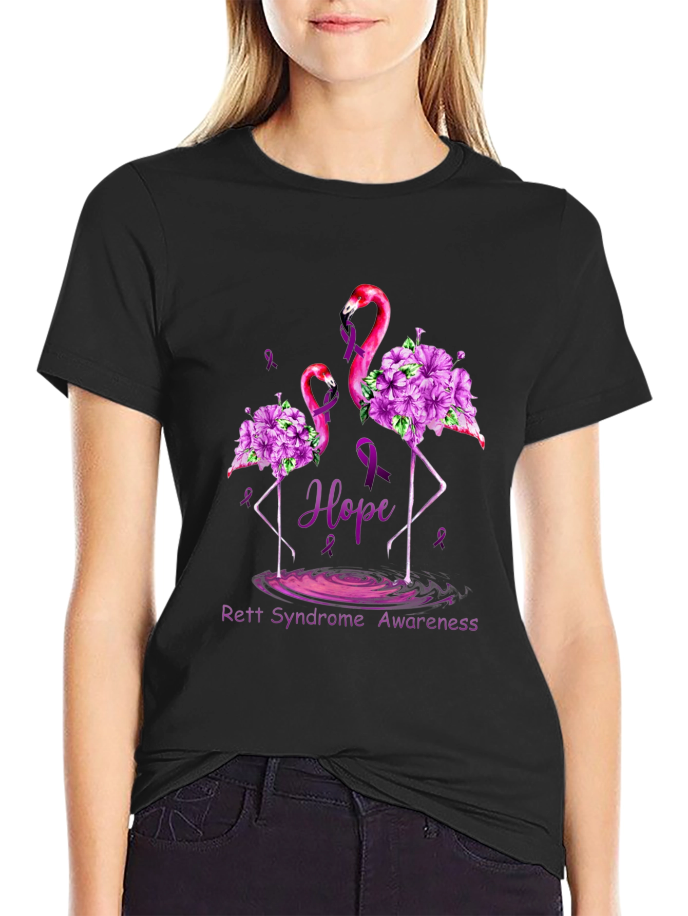 Rett Syndrome Awareness Flamingo Hope T-Shirt
