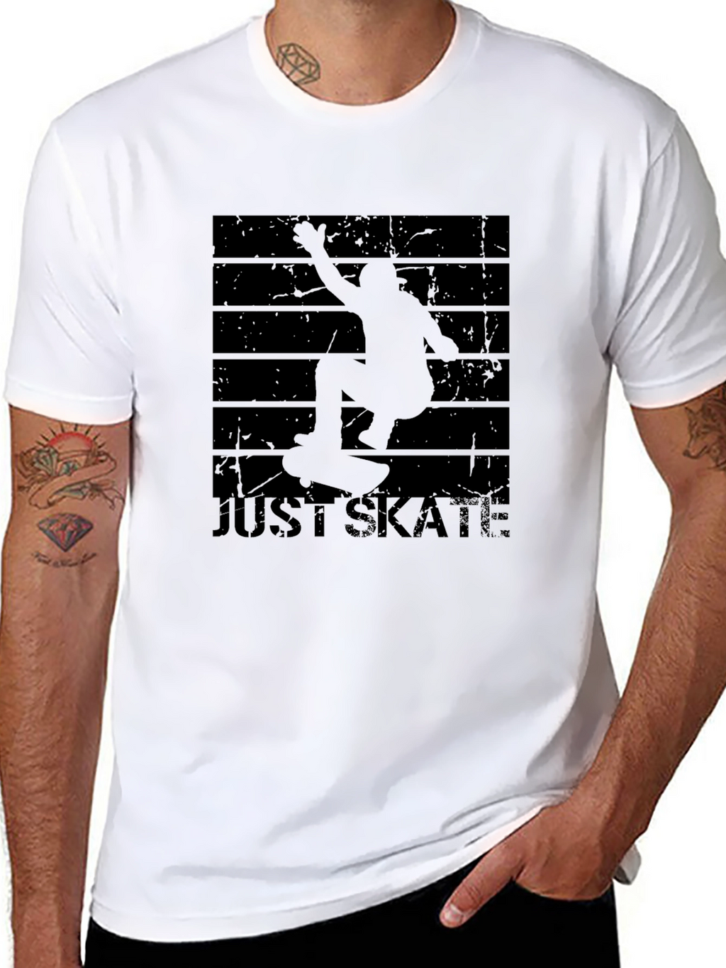 Just Skate Tee: Skateboard Silhouette Graphic T-Shirt