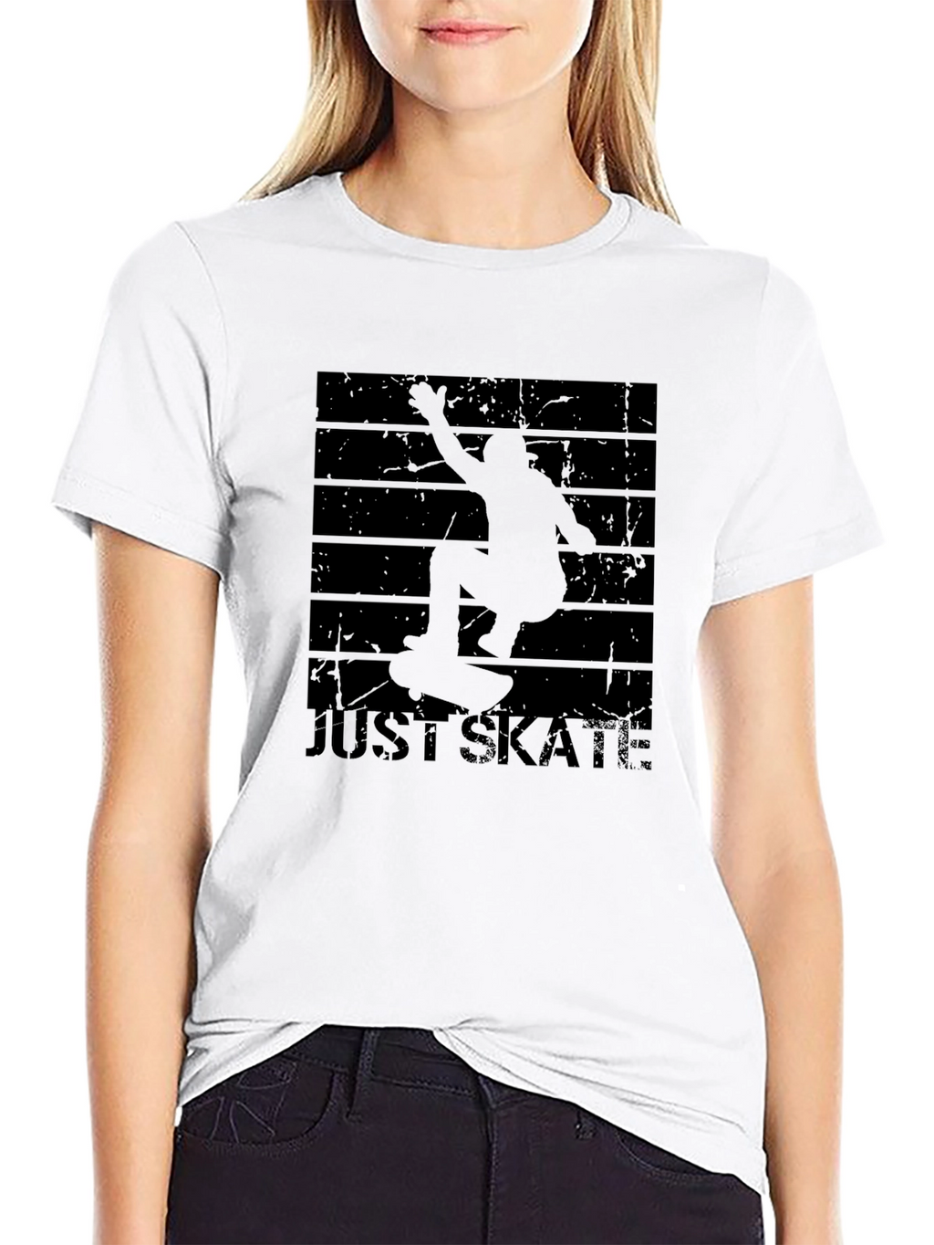 Just Skate Tee: Skateboard Silhouette Graphic T-Shirt