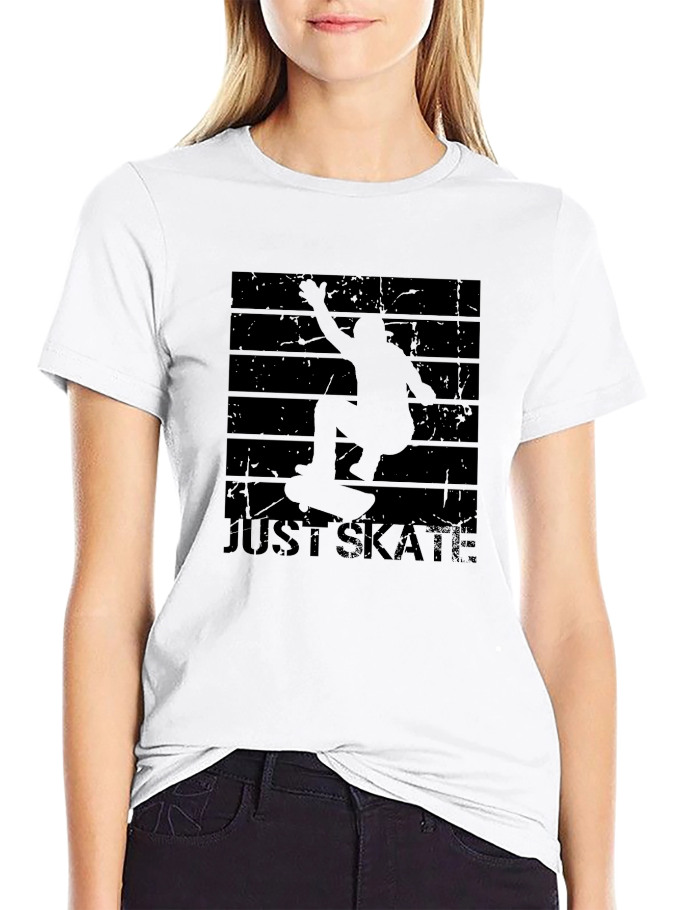 Just Skate Tee: Skateboard Silhouette Graphic T-Shirt