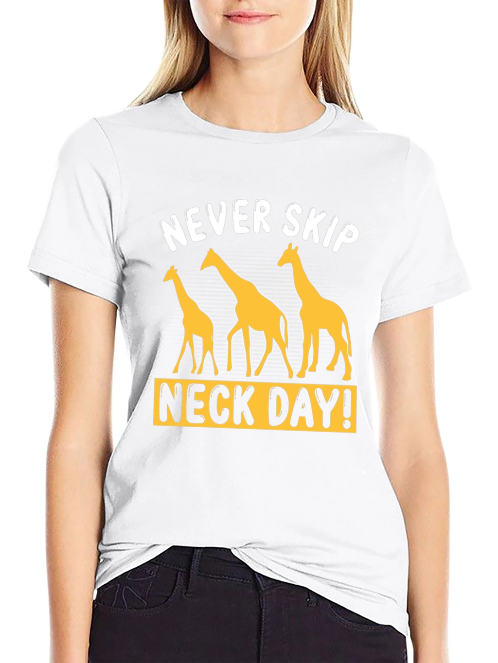 Never Skip Neck Day Giraffe Graphic T-Shirt