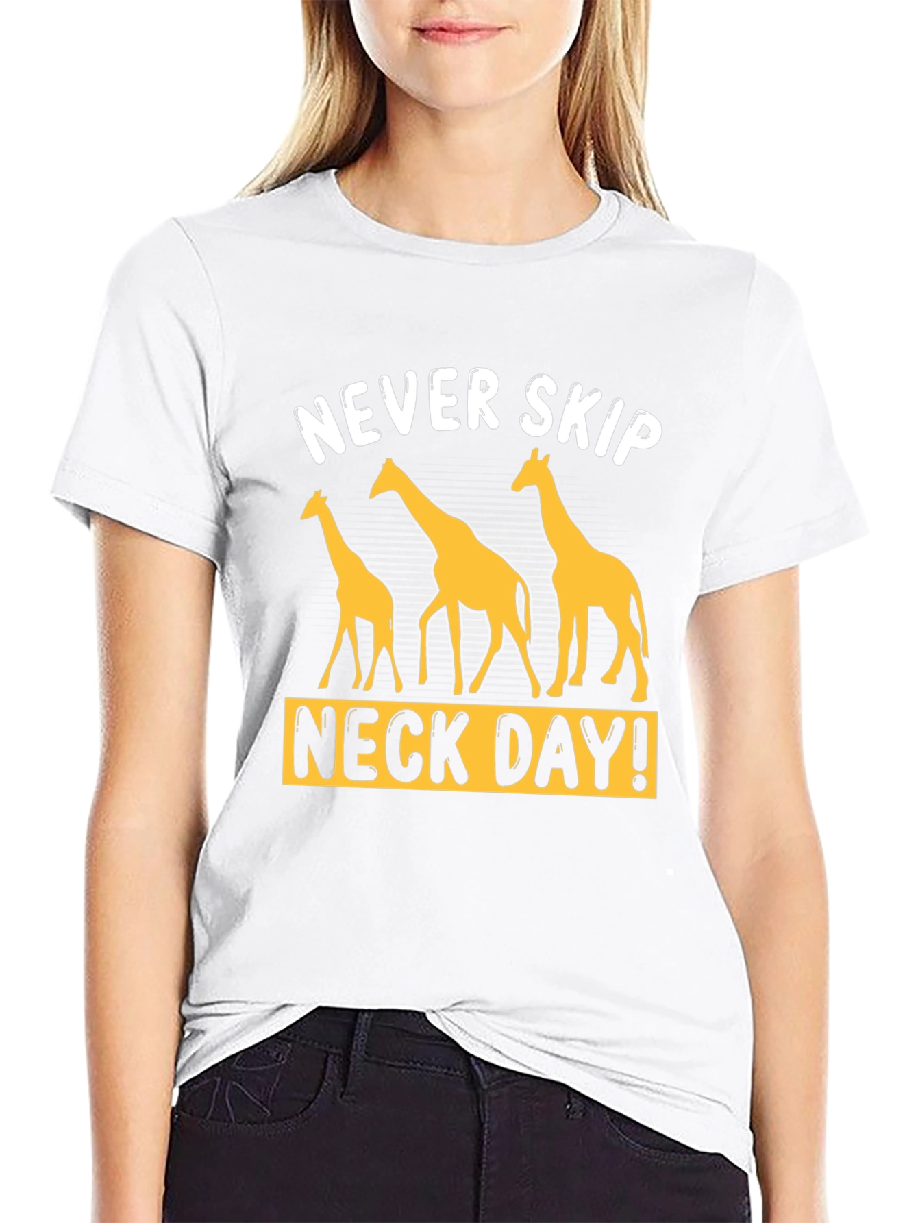 Never Skip Neck Day Giraffe Graphic T-Shirt