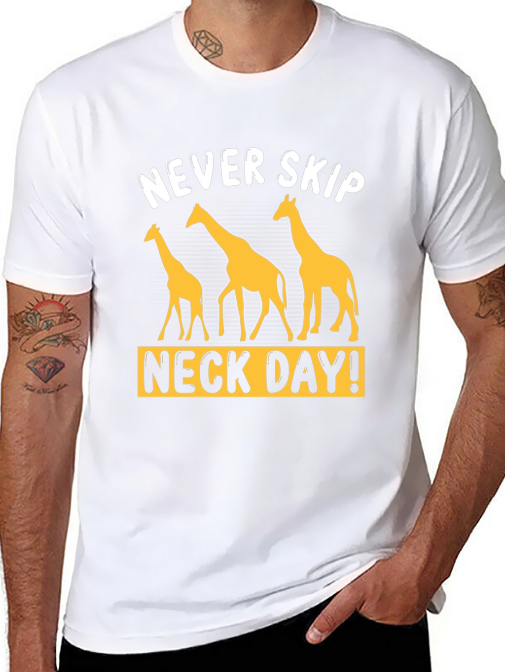 Never Skip Neck Day Giraffe Graphic T-Shirt