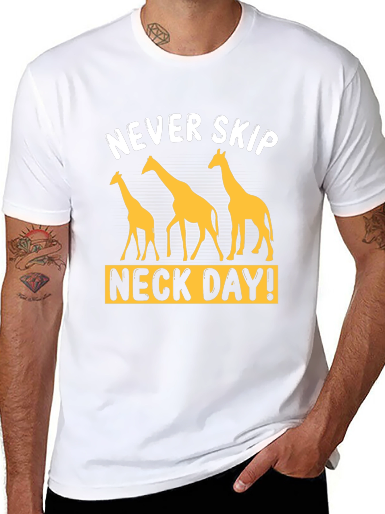 Never Skip Neck Day Giraffe Graphic T-Shirt