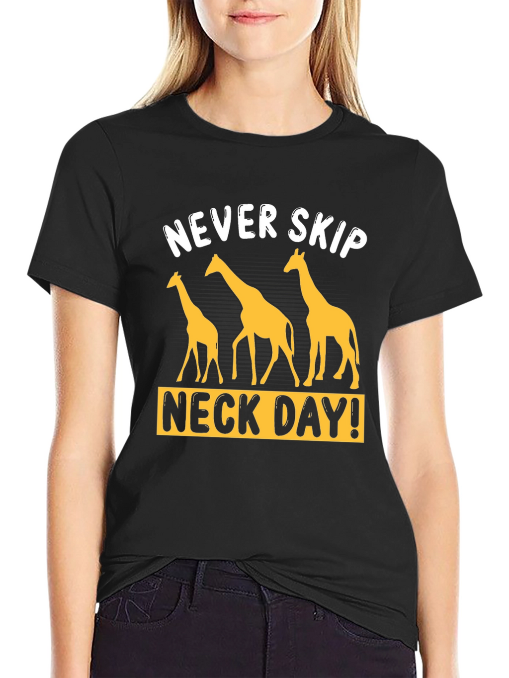 Never Skip Neck Day Giraffe Graphic T-Shirt