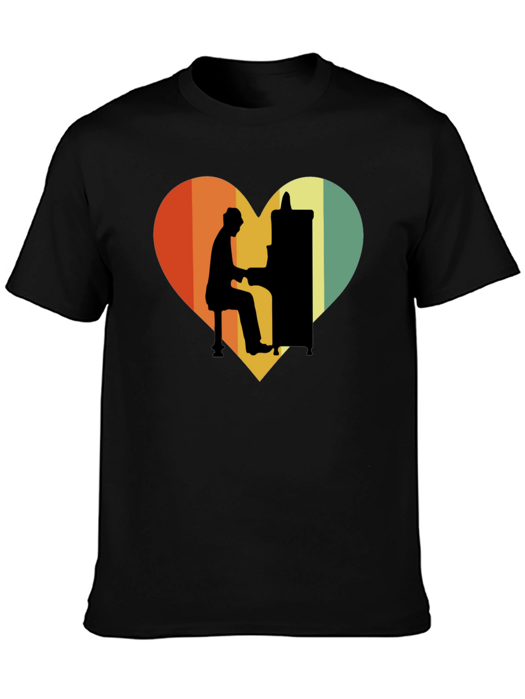 Retro Heart Piano Player Graphic T-Shirt