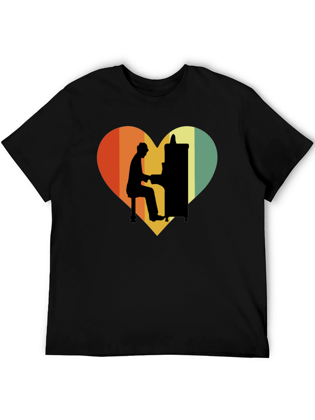 Retro Heart Piano Player Graphic T-Shirt