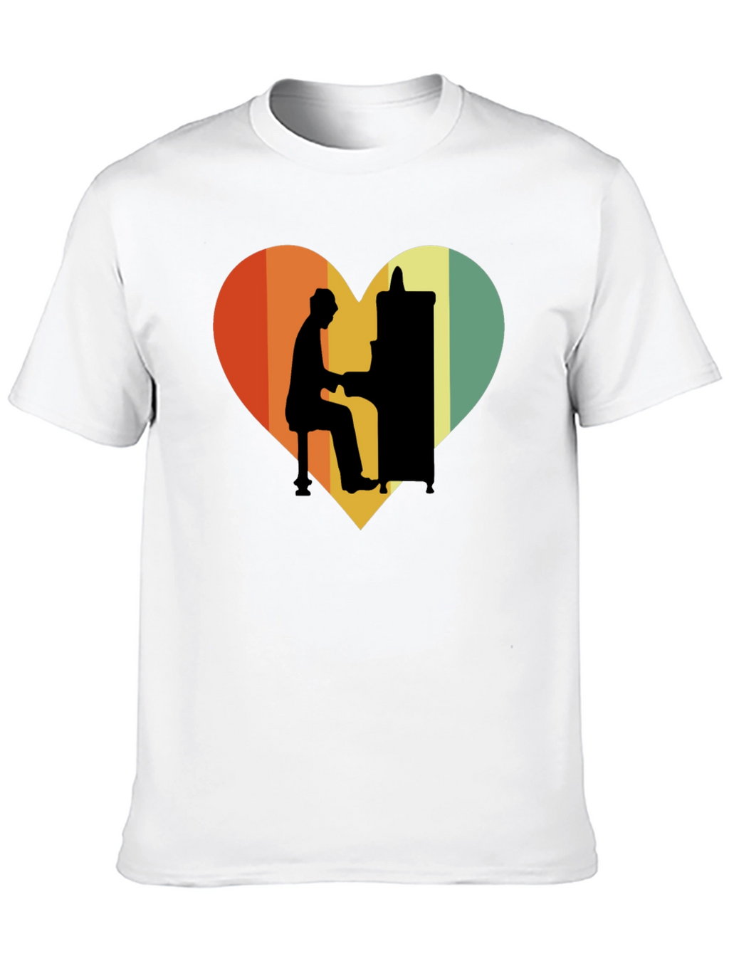 Retro Heart Piano Player Graphic T-Shirt