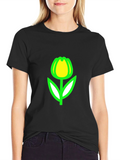 Tulip Graphic Tee - Black Casual T-Shirt