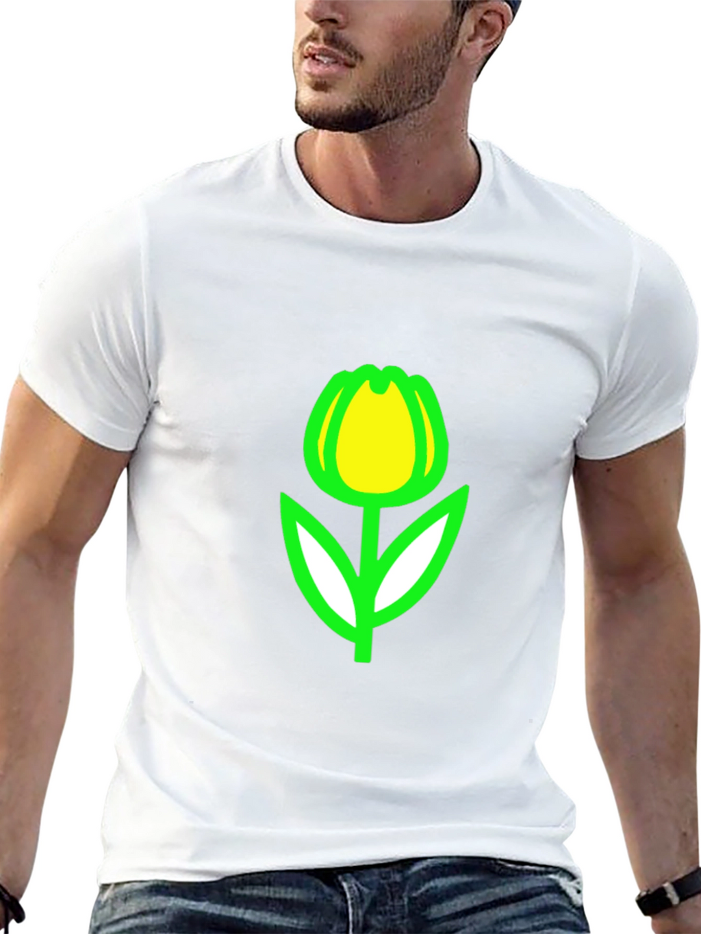 Tulip Graphic Tee - Black Casual T-Shirt
