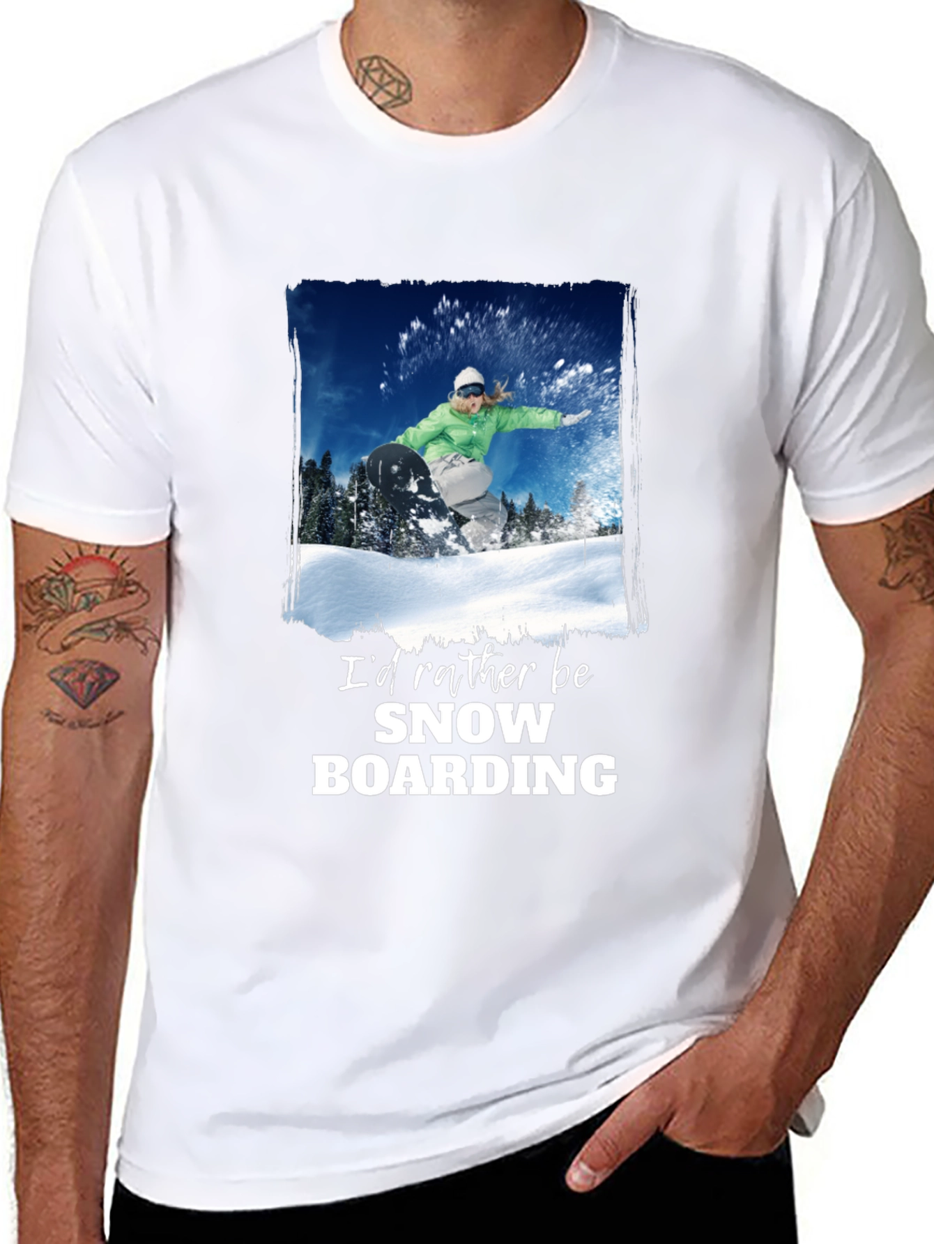Snowboarding Graphic T-Shirt - Black