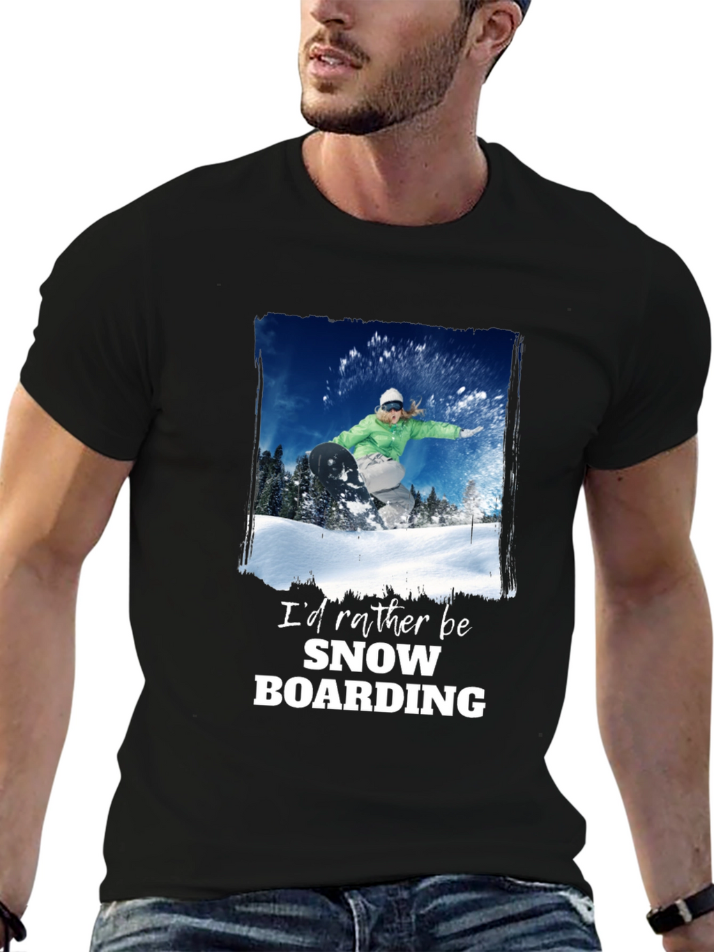 Snowboarding Graphic T-Shirt - Black