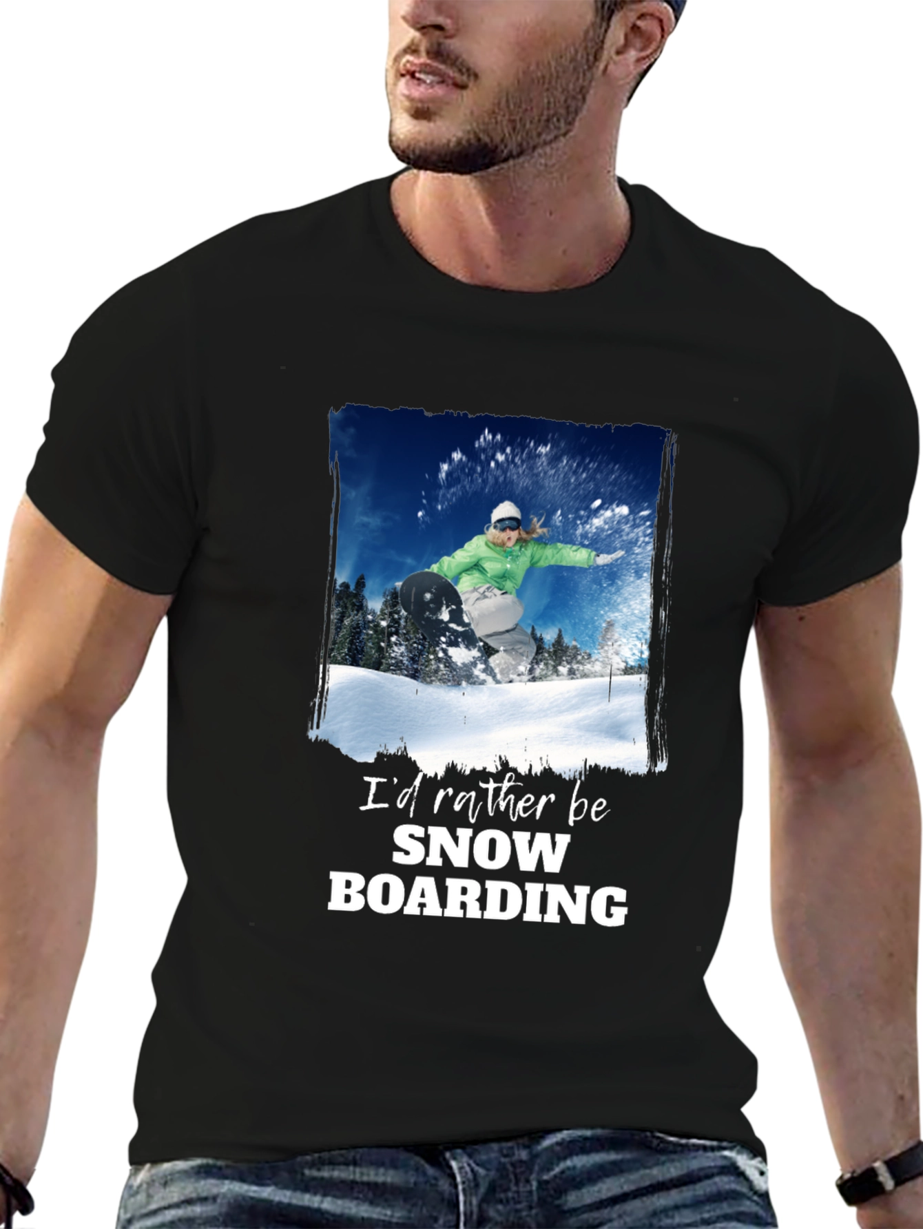 Snowboarding Graphic T-Shirt - Black