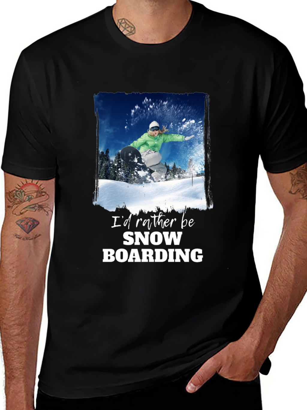 Snowboarding Graphic T-Shirt - Black