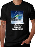 Snowboarding Graphic T-Shirt - Black