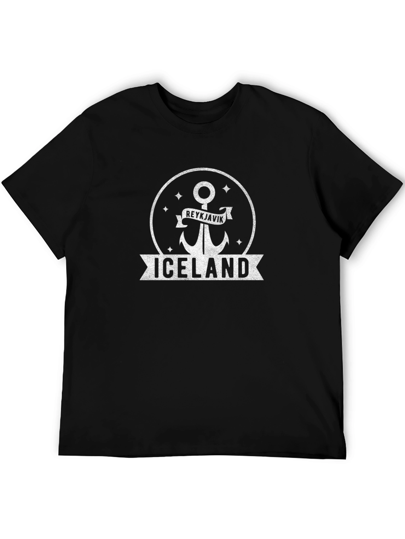 Iceland Reykjavik Anchor Graphic Black T-Shirt
