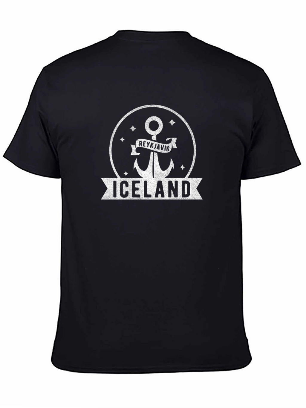 Iceland Reykjavik Anchor Graphic Black T-Shirt