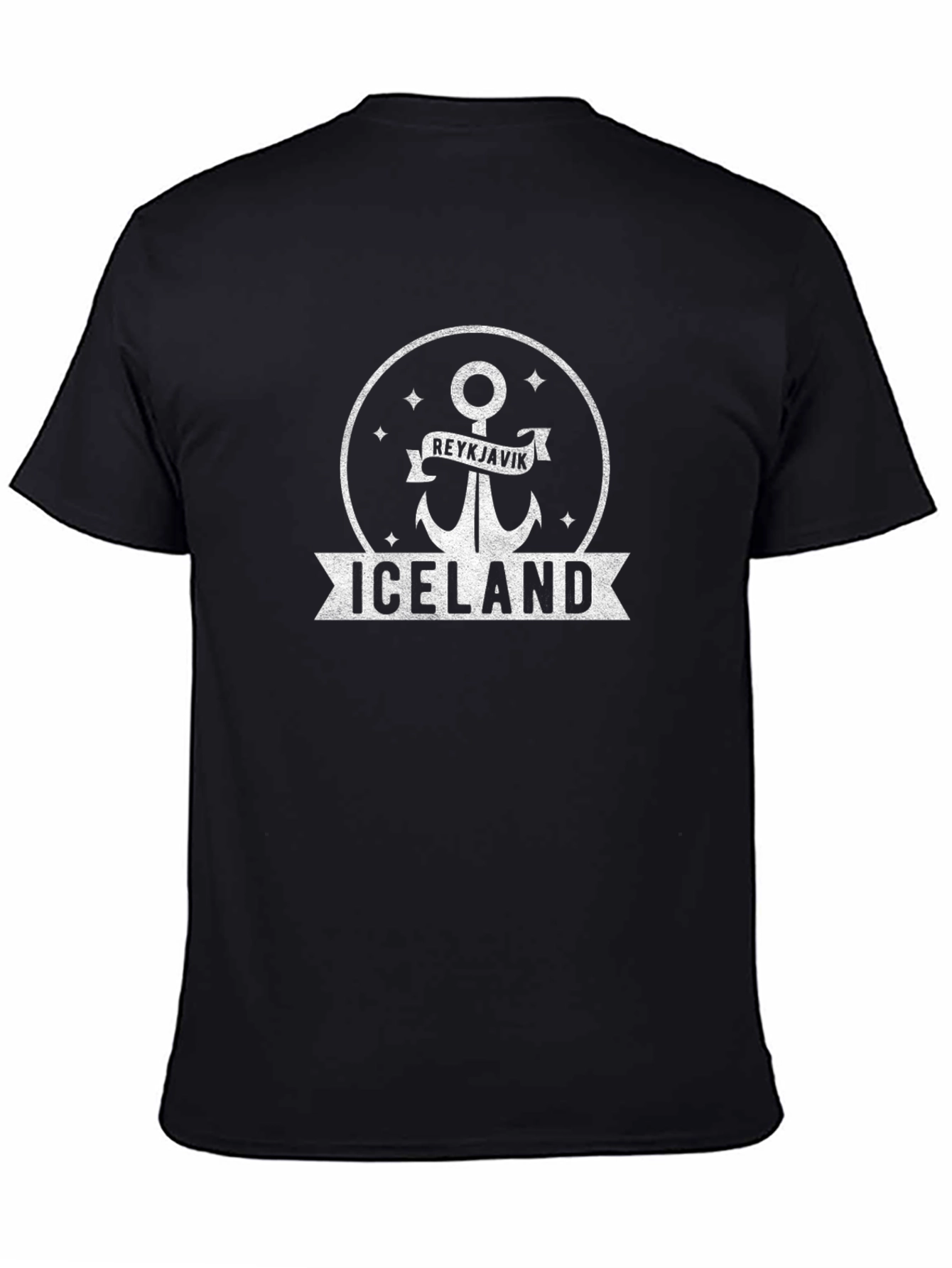 Iceland Reykjavik Anchor Graphic Black T-Shirt