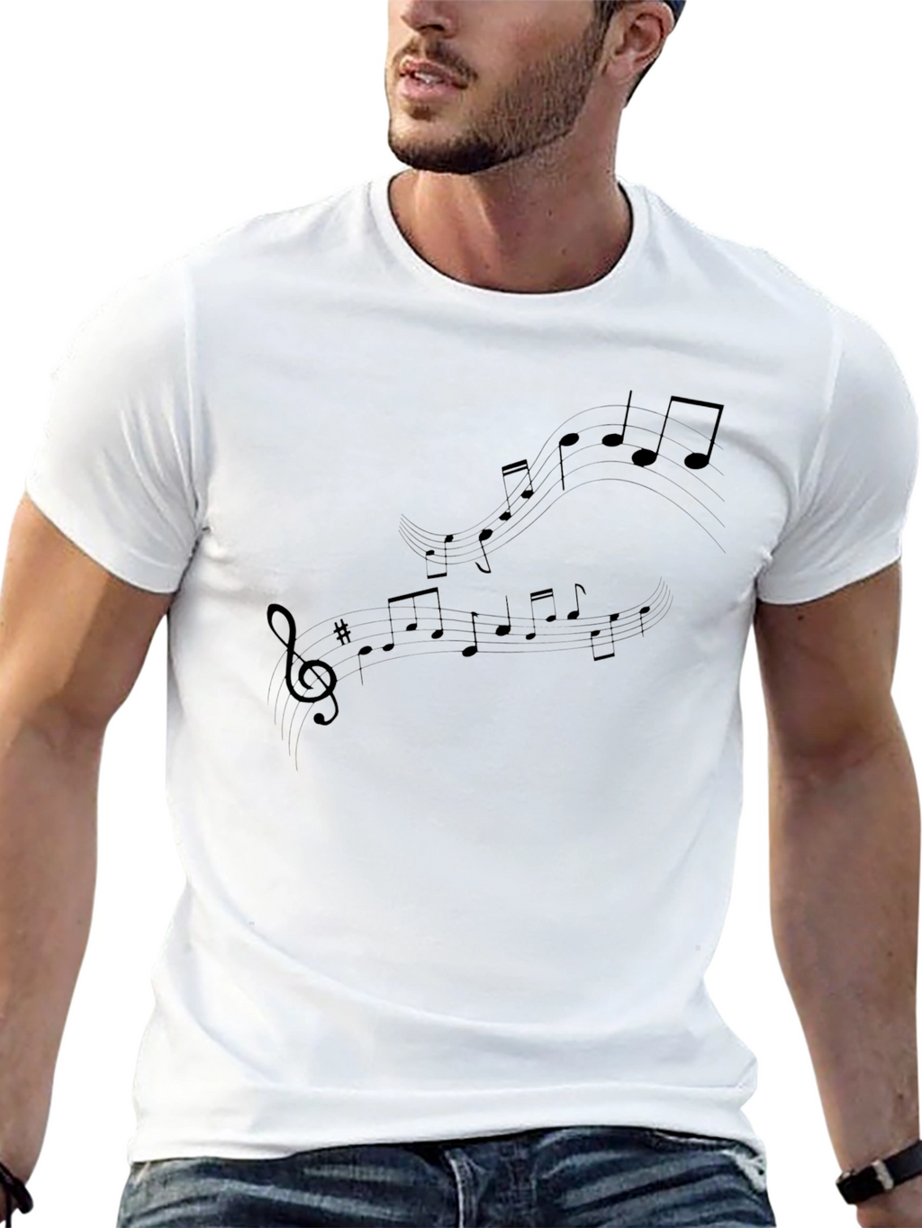 Musical Notes Graphic T-Shirt - Stylish Mens Tee