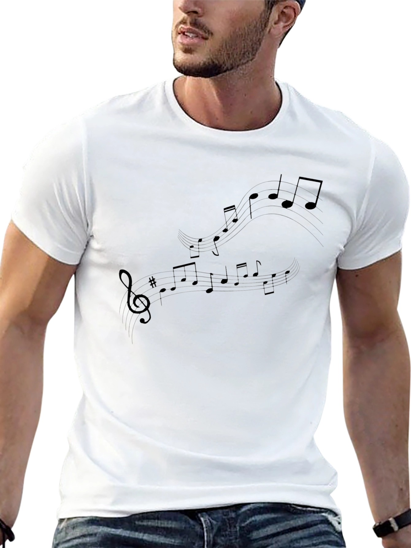 Musical Notes Graphic T-Shirt - Stylish Mens Tee