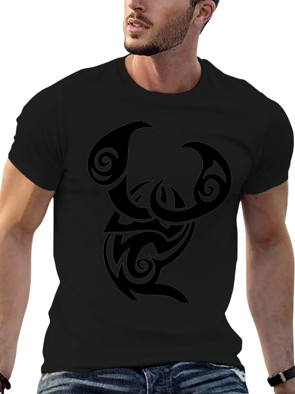 Tribal Design Black T-Shirt