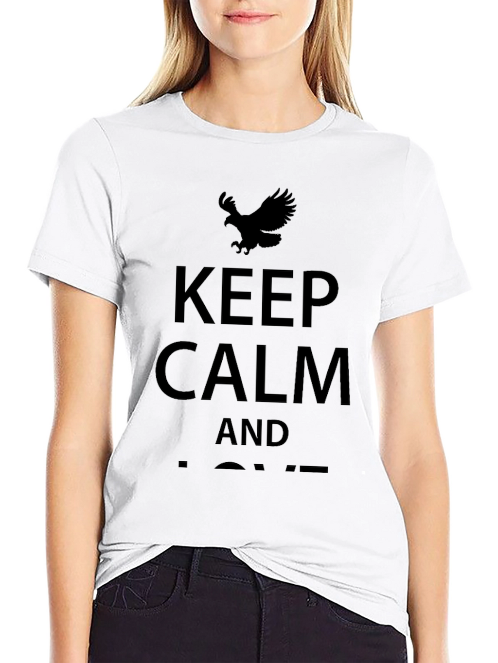 Keep Calm Eagle Graphic T-Shirt - Black