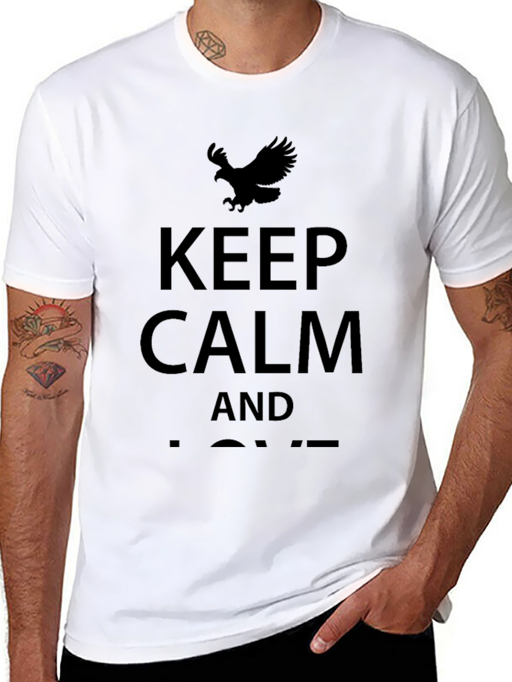 Keep Calm Eagle Graphic T-Shirt - Black